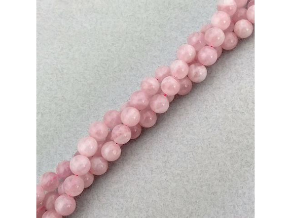 10mm Round Gemstone Bead - Madagascar Rose Quartz, Feather (strand)