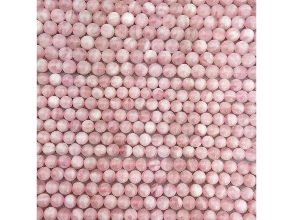 10mm Round Gemstone Bead - Madagascar Rose Quartz, Feather (strand)