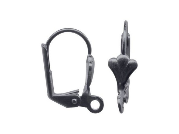 Gunmetal Leverback Ear Wire, Fleur-de-Lis, 16x10mm (72 pcs)