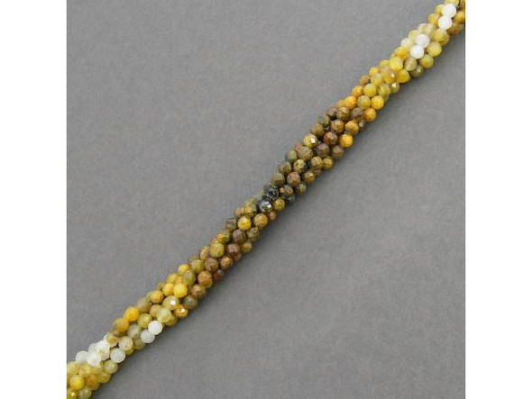 4mm Diamond Cut Round Gemstone Bead - Golden Pietersite - Color Banded #21-464-895