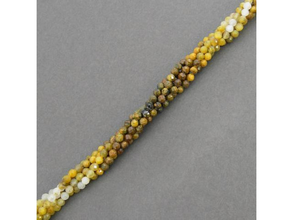 4mm Diamond Cut Round Gemstone Bead - Golden Pietersite - Color Banded (strand)