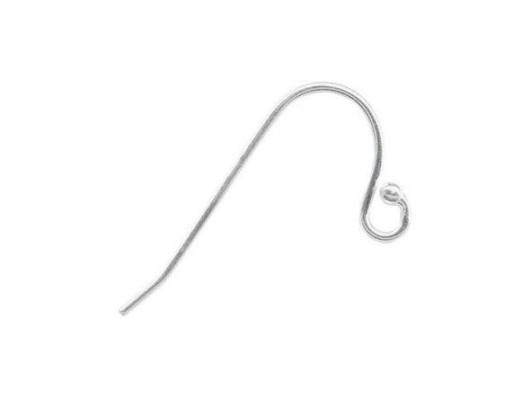 Sterling Silver French Hook Earring Wires, Ball End (12 Pieces)