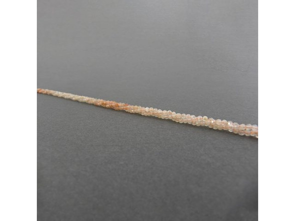 3mm Diamond Cut Round Gemstone Bead, Golden Sunstone AA - Color Banded (strand)