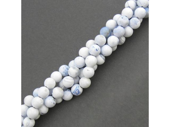 10mm Round Gemstone Bead - Blue/ White Porcelain Agate (strand)