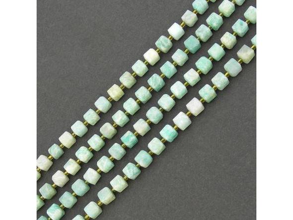 8mm Faceted Magic Cube Gemstone Bead - Brazilian Amazonite (strand)