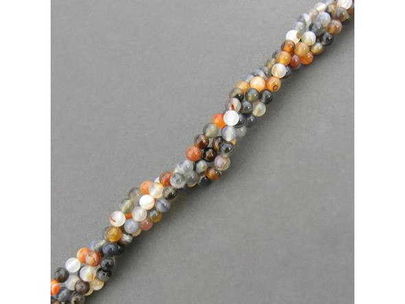 6mm Round Gemstone Bead - Persian Gulf Line Agate (strand)