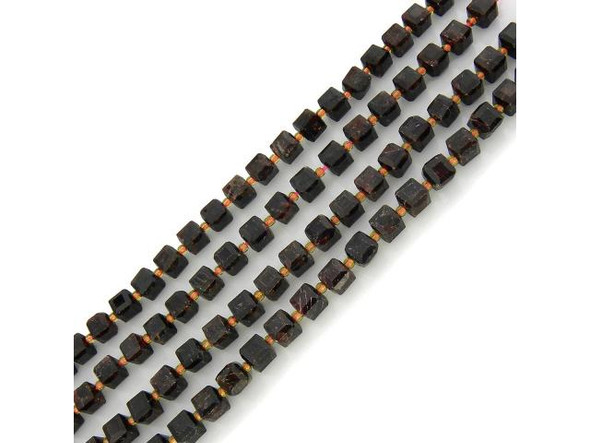 8mm Faceted Magic Cube Gemstone Bead - Garnet (strand)