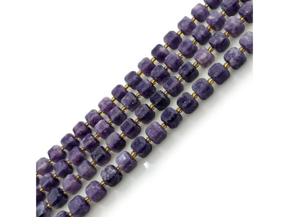 8mm Faceted Magic Cube Gemstone Bead - Lepidolite (strand)