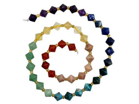 8mm Faceted Bicone Gemstone Beads - Chakra Mix (strand)