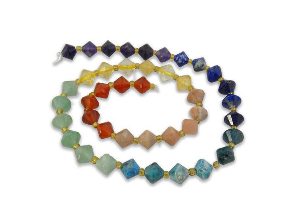 8mm Faceted Bicone Gemstone Beads - Chakra Mix (strand)