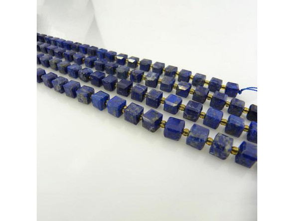 8mm Faceted Magic Cube Gemstone Bead - Lapis Lazuli (strand)