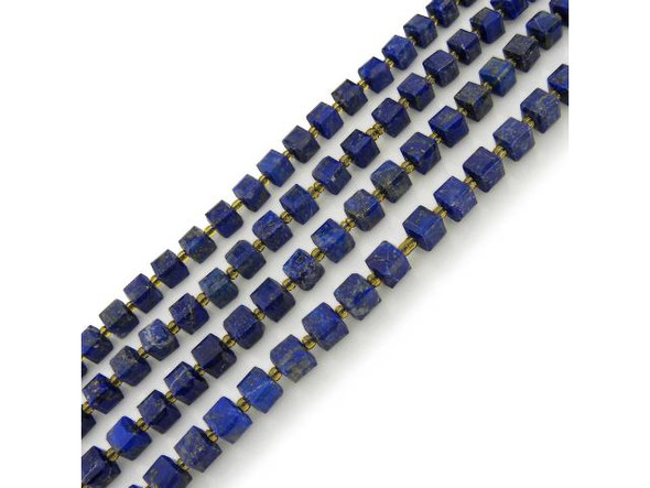 8mm Faceted Magic Cube Gemstone Bead - Lapis Lazuli (strand)