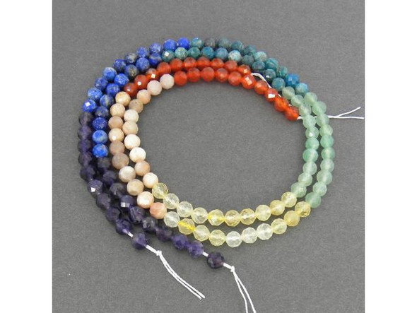 6mm Faceted Round Gemstone Bead - Chakra Mix (strand)