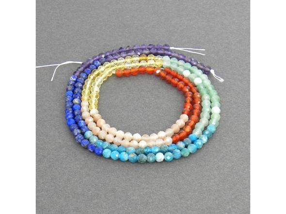 4mm Faceted Round Gemstone Bead - Chakra Mix (Strand)