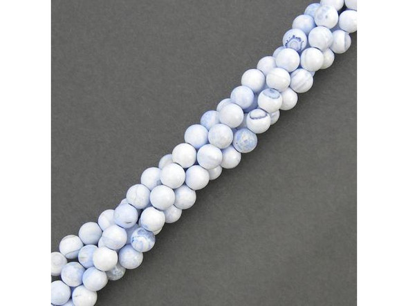 8mm Round Gemstone Bead - Blue/ White Porcelain Agate (strand)