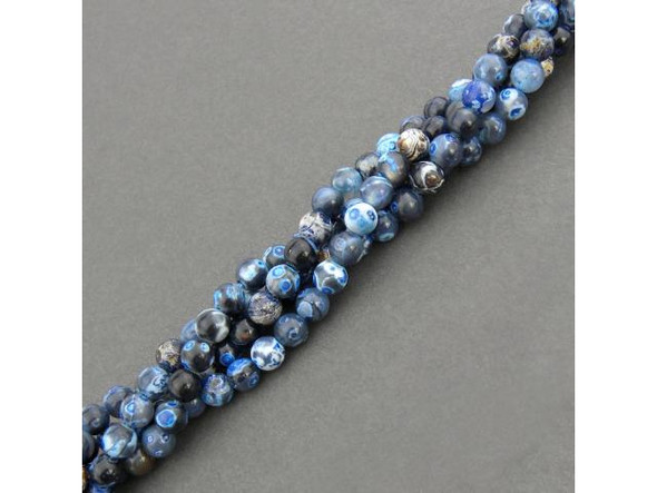 8mm Round Gemstone Bead - Azure Agate (strand)