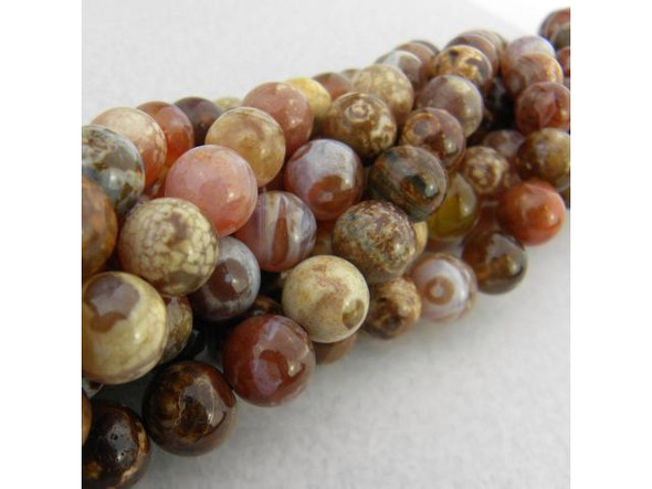 10mm Round Gemstone Bead - "Ancient Cellar" Red Agate (strand)