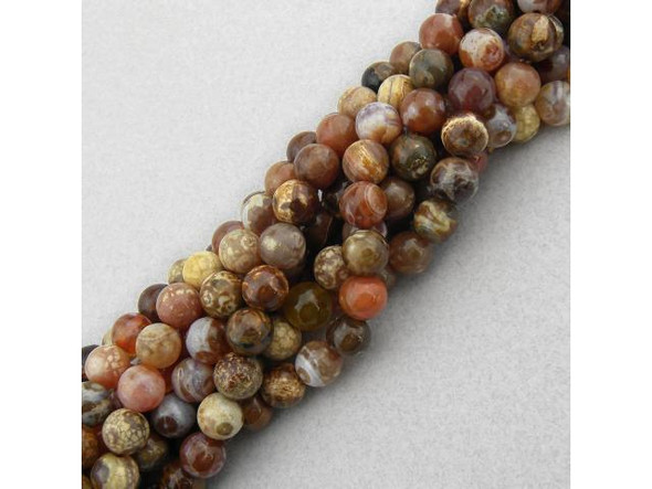 10mm Round Gemstone Bead - "Ancient Cellar" Red Agate (strand)