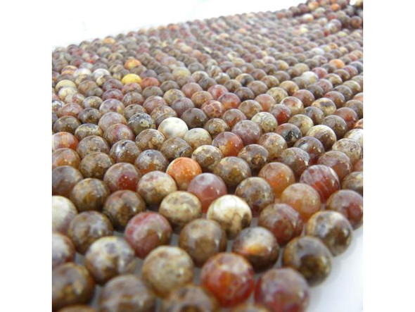 8mm Round Gemstone Bead - "Ancient Cellar" Red Agate (strand)