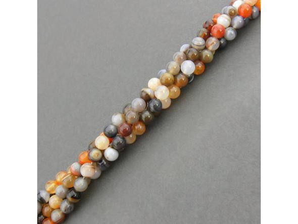 8mm Round Gemstone Bead - Persian Gulf Line Agate (strand)