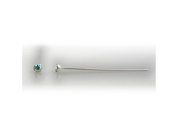 1.5" Sterling Silver Head Pin with 24pp, 3mm, Austrian Crystal AB Faceted Stone (pair)