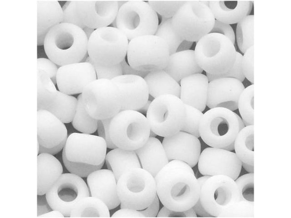 TOHO Glass Seed Bead, Size 8, 3mm, Opaque-Frosted White (Tube)