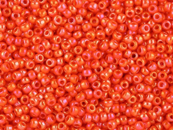 TOHO Glass Seed Bead, Size 11, 2.1mm, Opaque-Rainbow Pumpkin (Tube)