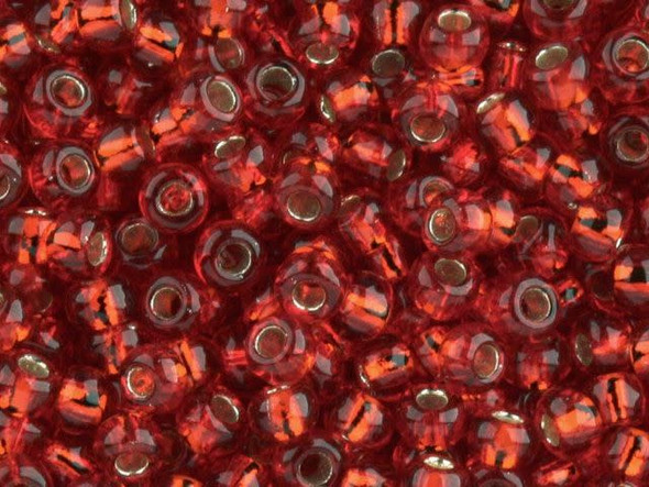 TOHO Glass Seed Bead, Size 3, Silver-Lined Ruby (Tube)