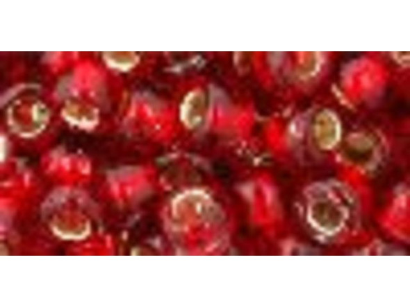 TOHO Glass Seed Bead, Size 3, Silver-Lined Ruby (Tube)