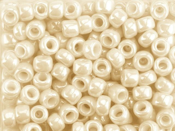 TOHO Glass Seed Bead, Size 3, Opaque-Lustered Lt Beige (Tube)