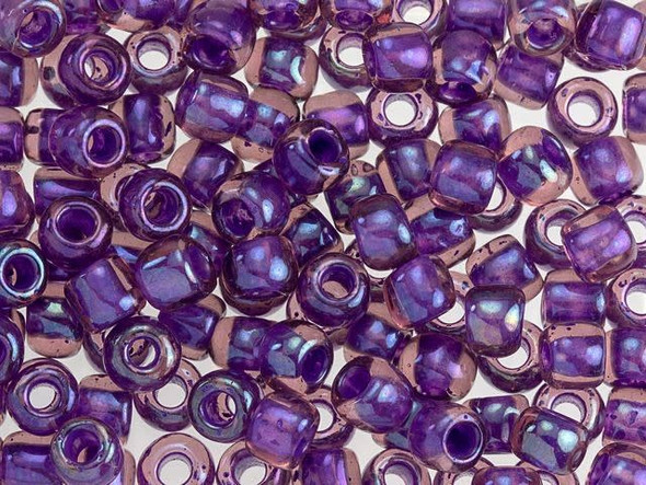 TOHO Glass Seed Bead, Size 3, Inside-Color Rainbow Rosaline/Opaque Purple-Lined (Tube)