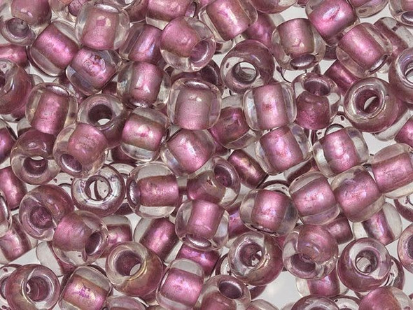 TOHO Glass Seed Bead, Size 3, Inside-Color Crystal/Rose Gold-Lined (Tube)