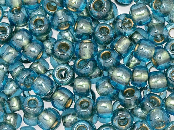 TOHO Glass Seed Bead, Size 3, Gold-Lined Aqua (Tube)