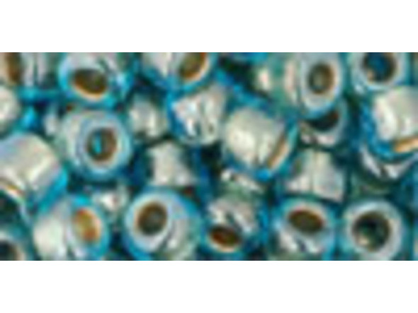 TOHO Glass Seed Bead, Size 3, Gold-Lined Aqua (Tube)