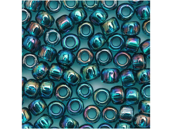 TOHO Glass Seed Bead, Size 6, Transparent-Rainbow Teal (Tube)