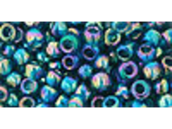 TOHO Glass Seed Bead, Size 6, Transparent-Rainbow Teal (Tube)
