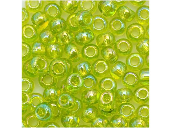 TOHO Glass Seed Bead, Size 6, Transparent-Rainbow Lime Green (Tube)