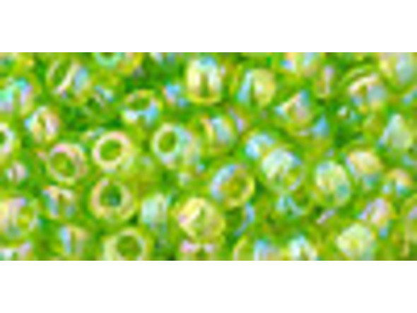 TOHO Glass Seed Bead, Size 6, Transparent-Rainbow Lime Green (Tube)