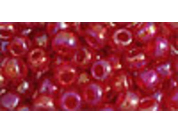 TOHO Glass Seed Bead, Size 6, Transparent-Rainbow Ruby (Tube)