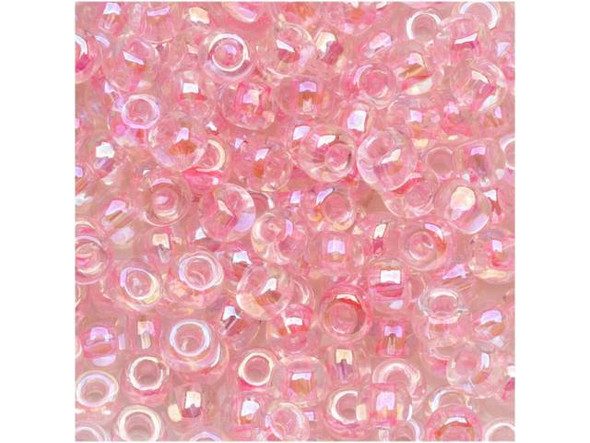 TOHO Glass Seed Bead, Size 6, Transparent-Rainbow Ballerina Pink (Tube)