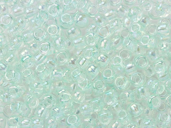 TOHO Glass Seed Bead, Size 6, Transparent-Rainbow Aqua Frost (Tube)