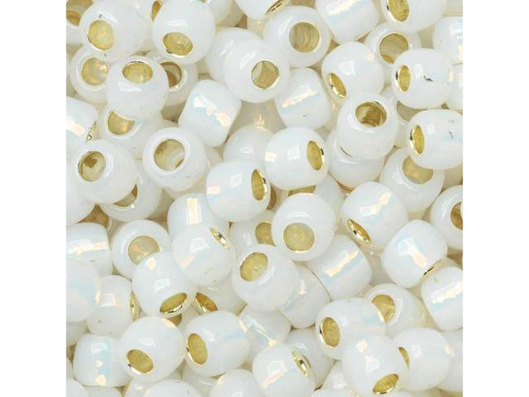 TOHO Glass Seed Bead, Size 6, Silver-Lined Milky White (Tube)