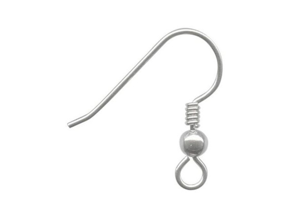 Argentium Silver French Hook Earring Wires, Ball & Coil (pair)