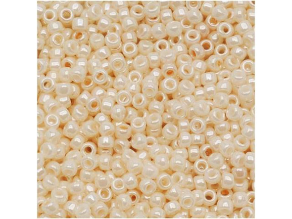 TOHO Glass Seed Bead, Size 6, Opaque-Lustered Lt Beige (Tube)