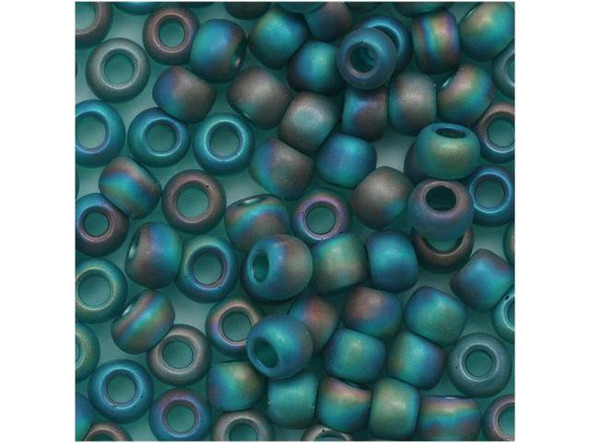 TOHO Glass Seed Bead, Size 6, Transparent-Rainbow Frosted Teal (Tube)