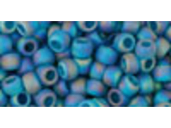TOHO Glass Seed Bead, Size 6, Transparent-Rainbow Frosted Teal (Tube)