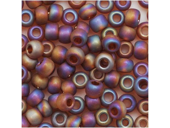 TOHO Glass Seed Bead, Size 6, Transparent-Rainbow Frosted Smoky Topaz (Tube)