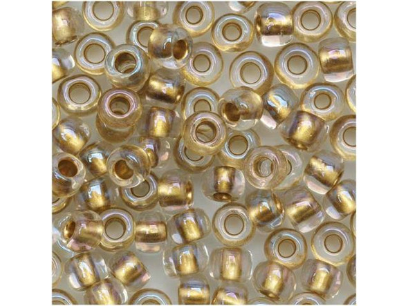 TOHO Glass Seed Bead, Size 6, Inside-Color Crystal/Gold-Lined (Tube)