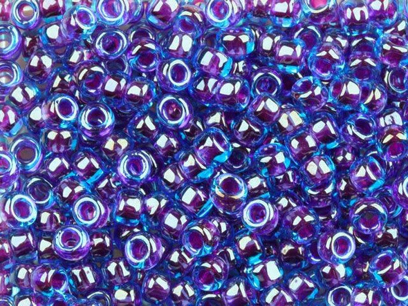 TOHO Glass Seed Bead, Size 6, Inside-Color Aqua/Purple-Lined (Tube)