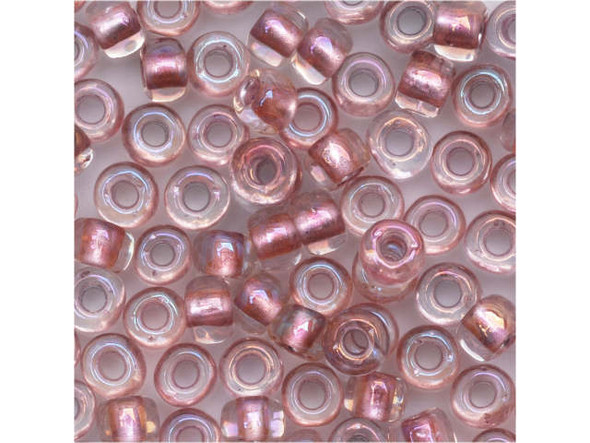 TOHO Glass Seed Bead, Size 6, Inside-Color Crystal/Rose Gold-Lined (Tube)